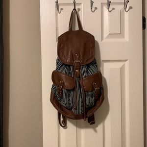 Faux Leather Aztec Drawstring Backpack